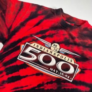 Vintage Indianapolis 500 T‎ Shirt Red Black Tie Dye Racing Graphic Tee S